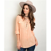 Peach Lace-Up Top
