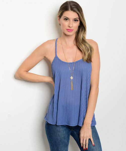 Indigo Ribbed Top