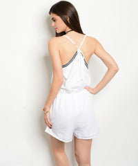 White Embroidered Romper
