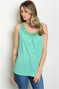 Mint Crochet Trim Top