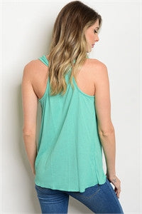 Mint Crochet Trim Top