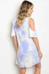 Indigo Tie Dye Cold Shoulder Dress