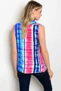 Royal and Fuchsia Tie Dye Top