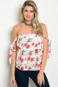 White Floral Off Shoulder