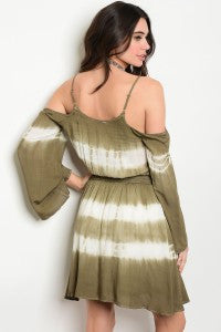 Olive and Ivory Tie Dye Cold Shoulder