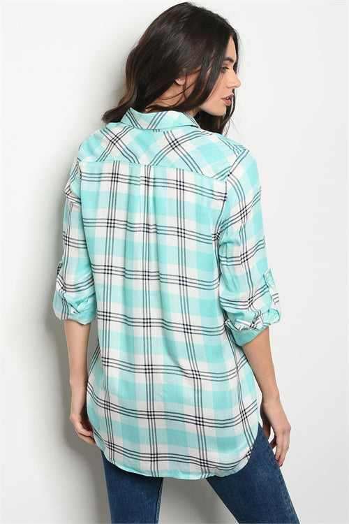 Mint and Black Plaid