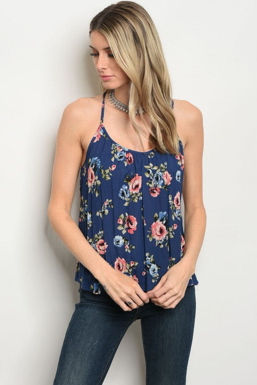 Navy Floral Crochet