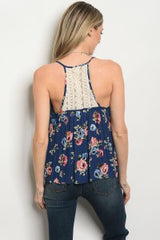 Navy Floral Crochet