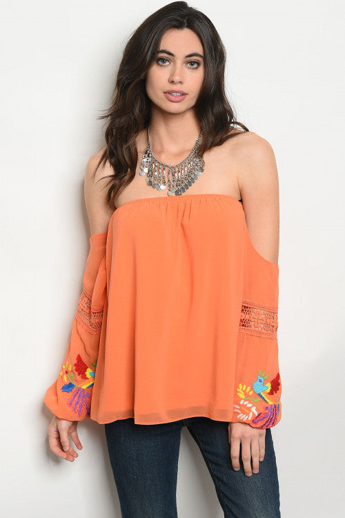 Tropical Orange Off Shoulder
