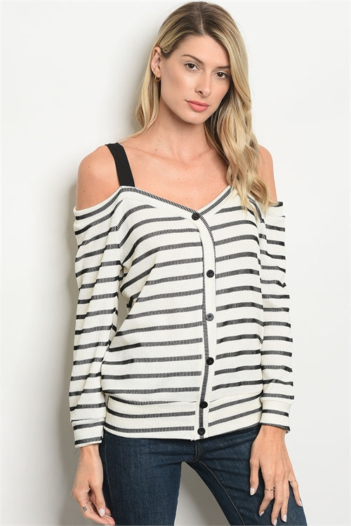 White Striped Sweater