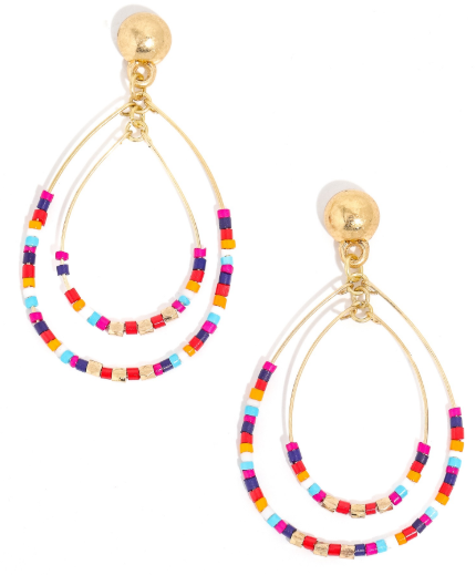 Seed Beaded Layered Tear Earrings