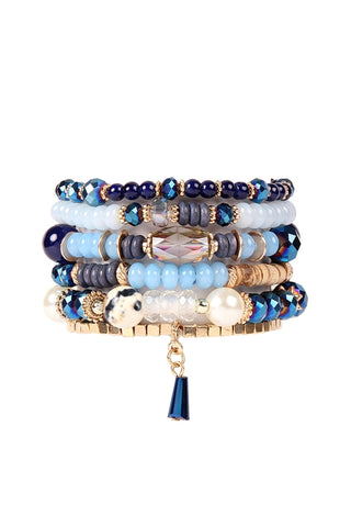 Bracelet- Mint Glass with Moon Charm