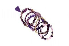 Purple Tassel Stacking Bracelets