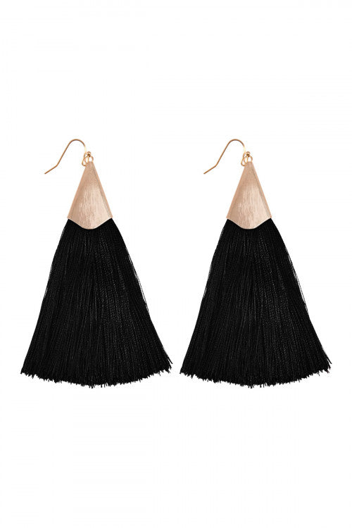 Black Oversized Tassel Earrings