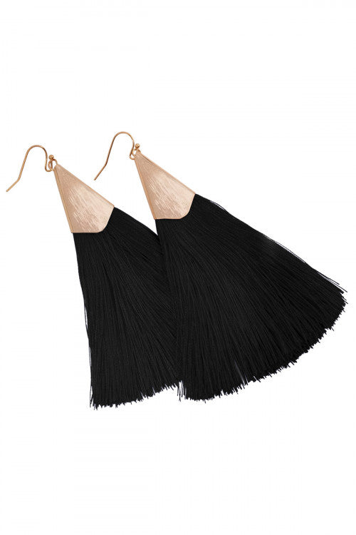 Black Oversized Tassel Earrings