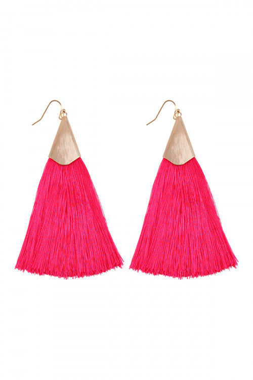 Fuchsia Oversized Tassel Earrings
