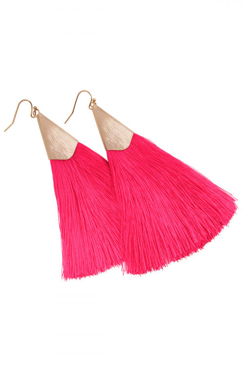 Fuchsia Oversized Tassel Earrings