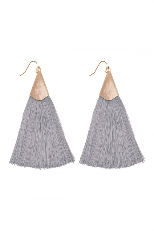 Grey Oversized Tassel Earrings