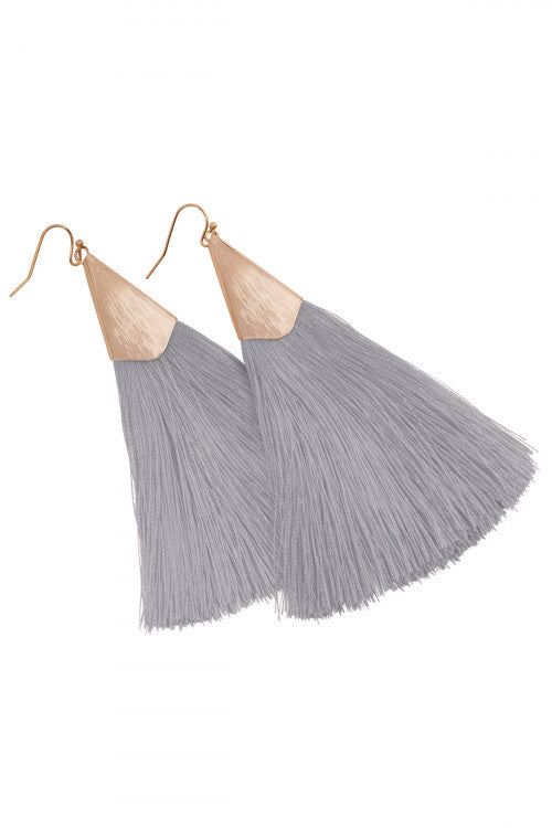 Grey Oversized Tassel Earrings