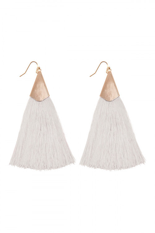 Ivory Oversized Tassel Earrings