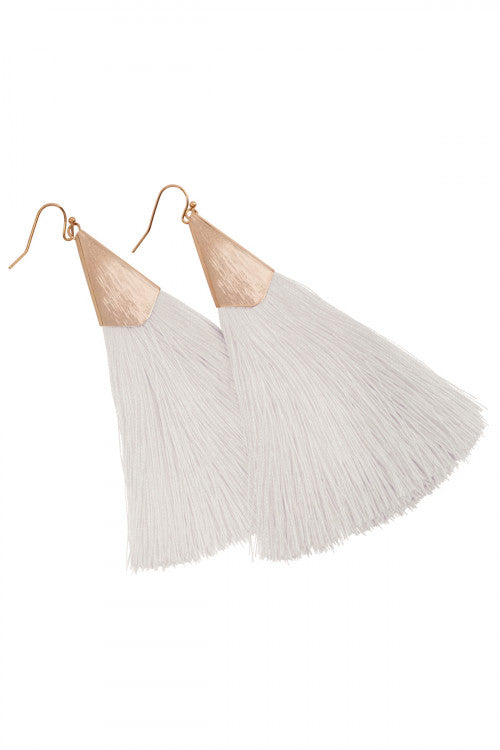 Ivory Oversized Tassel Earrings