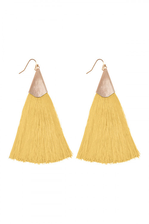 Mustard Oversized Tassel Earrings