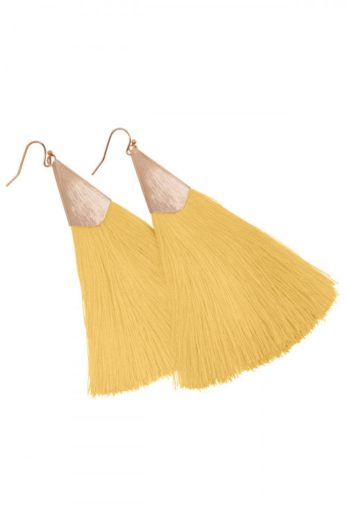 Mustard Oversized Tassel Earrings