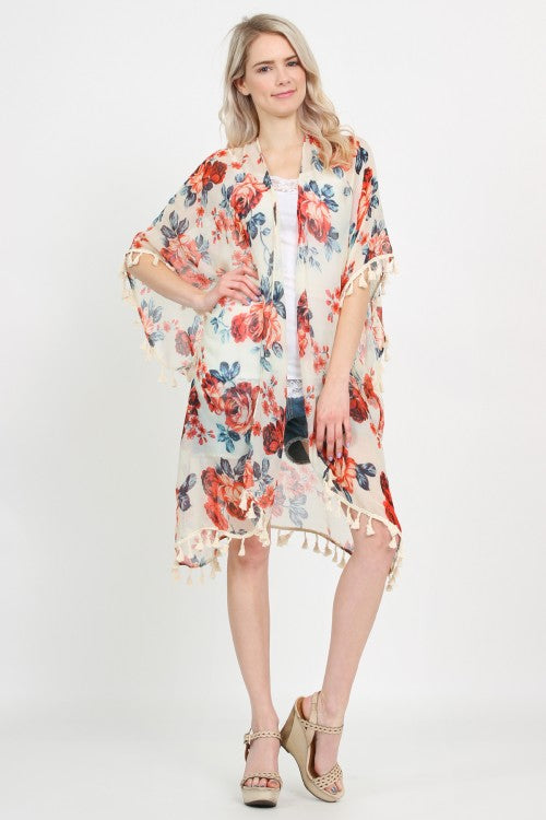 Ivory Floral Kimono