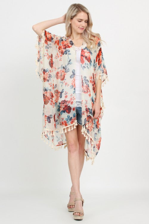 Ivory Floral Kimono