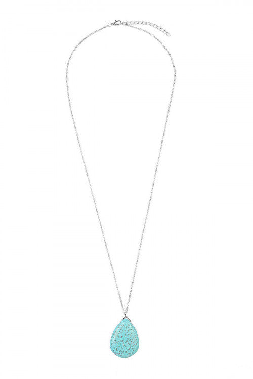 Silver Turquoise Drop Necklace