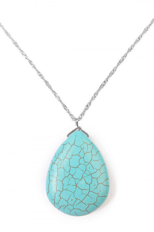 Silver Turquoise Drop Necklace