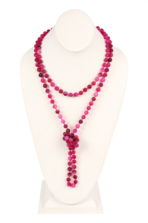 Fuchsia Agate Flapper Necklace