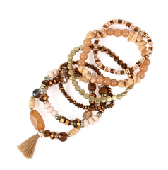 Peach Cobbler Tassel Stacking Bracelets