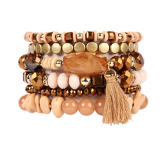 Peach Cobbler Tassel Stacking Bracelets