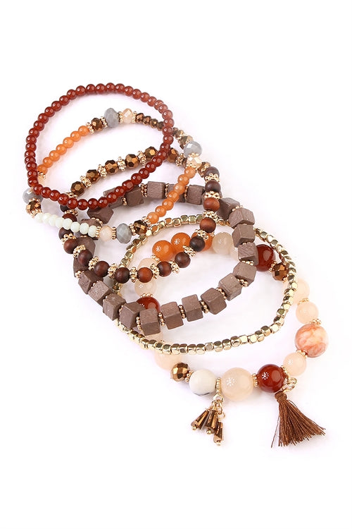 Autumn Leaves Tassel Stacking Bracelets